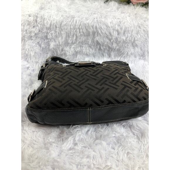 Tignanello Logo Brown Zipper Shoulder Woven Academia Inside And Outside Pockets - Picture 4 of 6